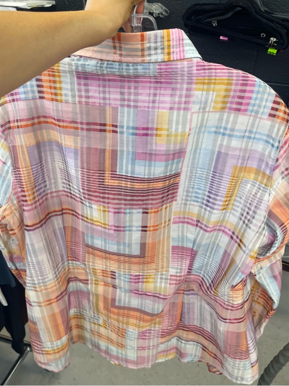 Georg Roth Pink Multi-Plaid Button Front Blouse - Picture 3 of 4